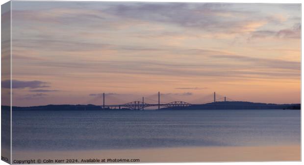 Forth birdges at sunrise Canvas Print by Colin Kerr
