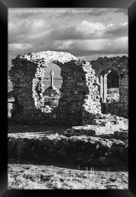 St Dwynwens Llanddwyn Island Anglesey black white Framed Print by Pearl Bucknall