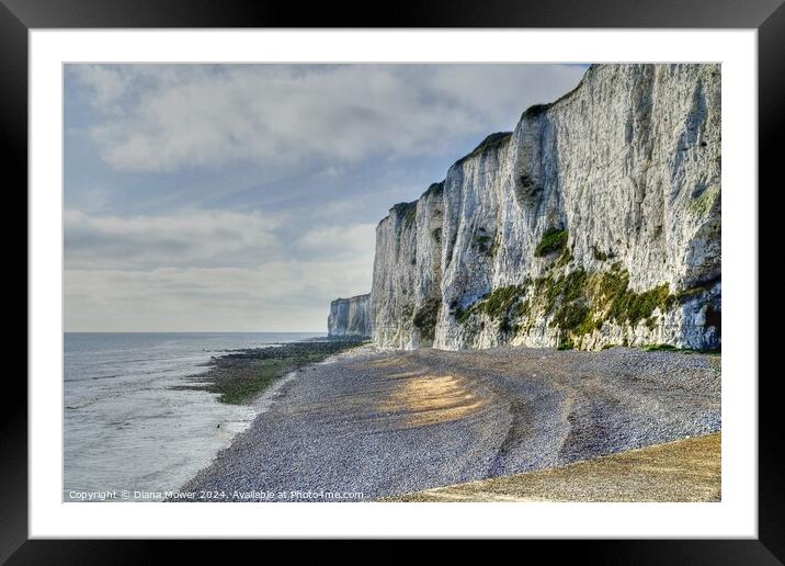 Kingsdown Beach and Cliffs Kent Framed Mounted Print by Diana Mower