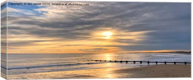 Northumbrian Beach Sunrise Panorama Canvas Print by Jim Jones