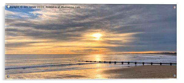Northumbrian Beach Sunrise Panorama Acrylic by Jim Jones