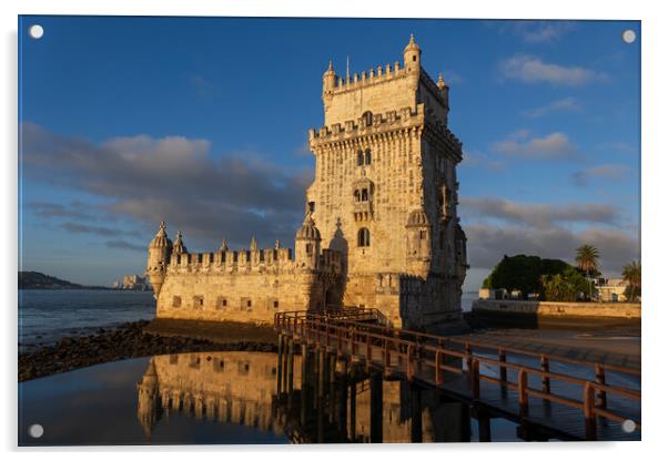 Belem Tower at Sunrise in Lisbon Acrylic by Artur Bogacki
