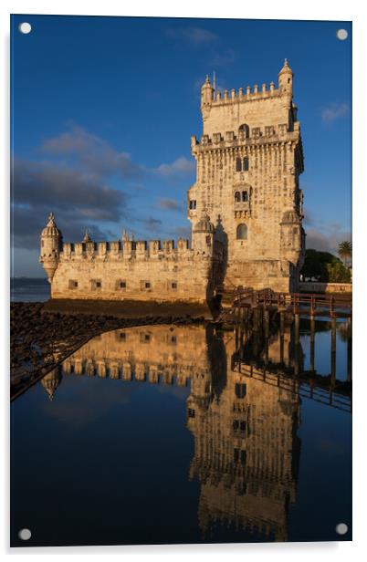 Belem Tower at Sunrise in Lisbon Acrylic by Artur Bogacki