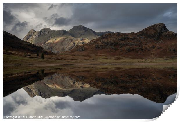 Moody reflections in Blea Tarn, Lake District, Eng Print by Paul Edney