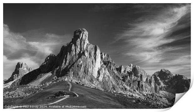 Ra Gusela peaks from Passo Giau, Dolomites, Italy Print by Paul Edney