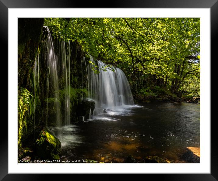 Upper Gushing Falls, Vale of Neath, South Wales, UK Framed Mounted Print by Paul Edney