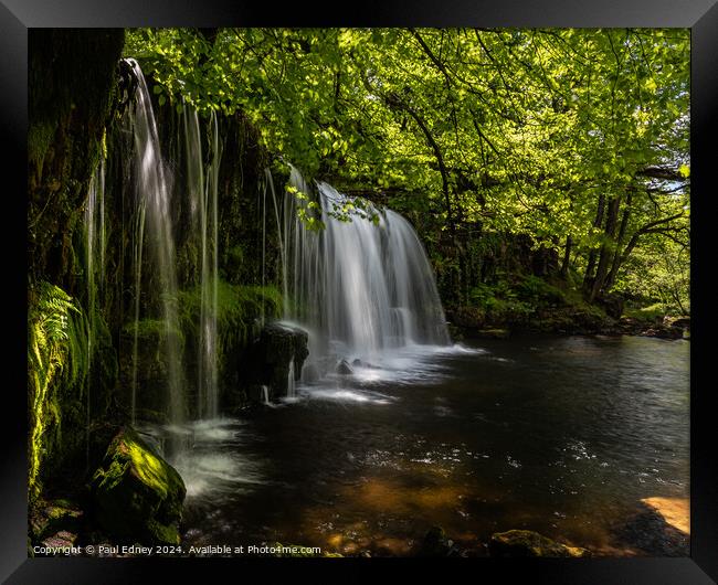 Upper Gushing Falls, Vale of Neath, South Wales, UK Framed Print by Paul Edney