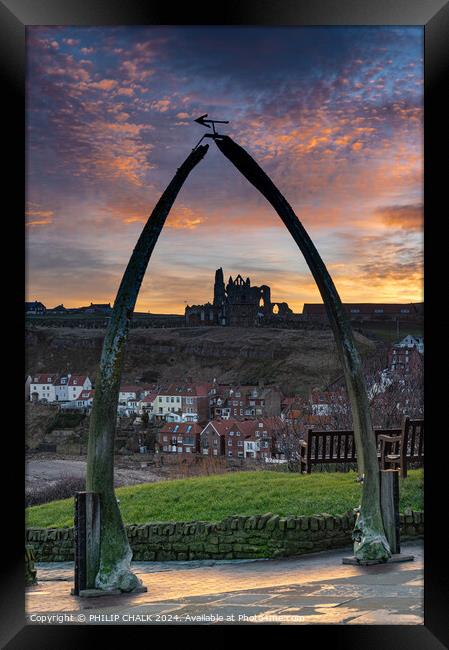 Whitby Whale bones view of the abbey 1043 Framed Print by PHILIP CHALK