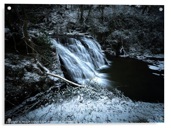 Meggison force / Kildale waterfall 1044 Acrylic by PHILIP CHALK