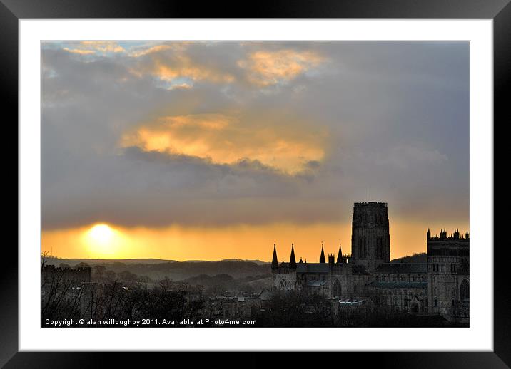 Sunrise over Durham Cathedral Framed Mounted Print by alan willoughby