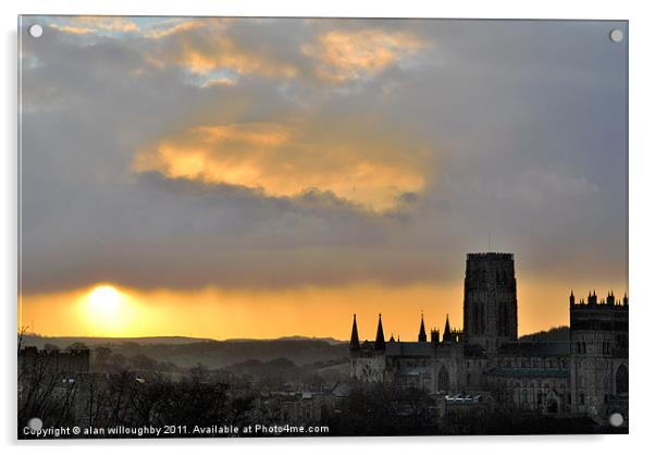 Sunrise over Durham Cathedral Acrylic by alan willoughby