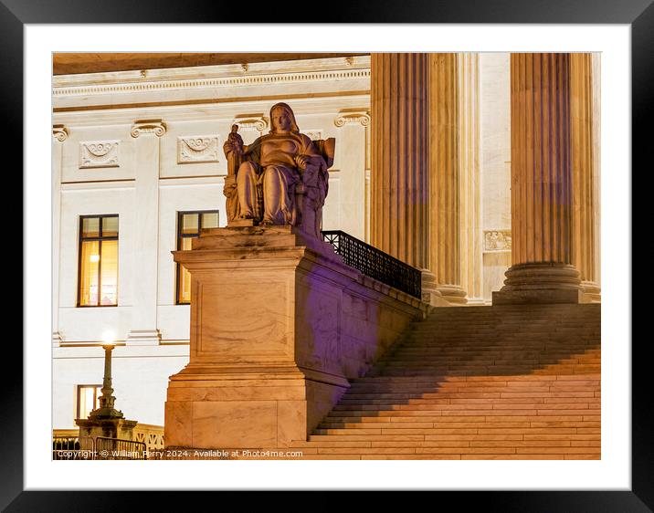 US Supreme Court Statue Capitol Hill Washington DC Framed Mounted Print by William Perry