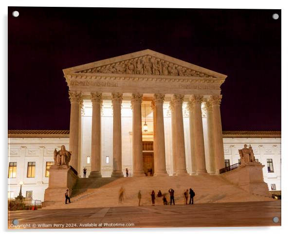 US Supreme Court Capitol Hill Night Stars Washington DC Acrylic by William Perry