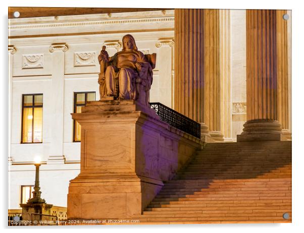 US Supreme Court Statue Capitol Hill Washington DC Acrylic by William Perry