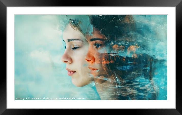 In an abstract background, a portrait of a woman s Framed Mounted Print by Joaquin Corbalan