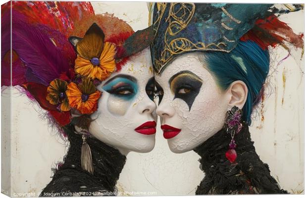 Two individuals adorned in face paint, showcasing  Canvas Print by Joaquin Corbalan