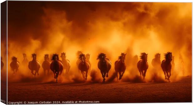 A dynamic image capturing a group of horses gallop Canvas Print by Joaquin Corbalan