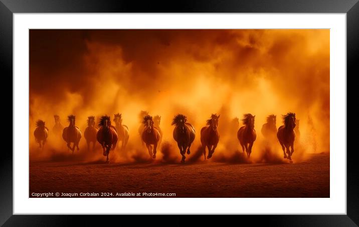 A dynamic image capturing a group of horses gallop Framed Mounted Print by Joaquin Corbalan