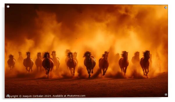 A dynamic image capturing a group of horses gallop Acrylic by Joaquin Corbalan