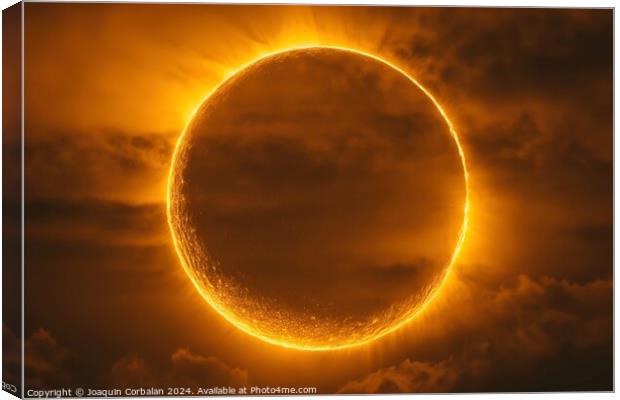 A photograph capturing a solar eclipse in the sky  Canvas Print by Joaquin Corbalan