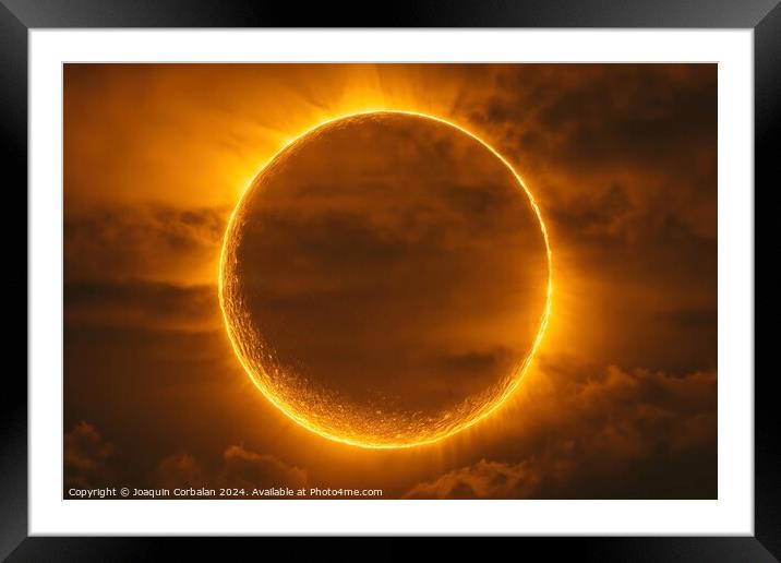 A photograph capturing a solar eclipse in the sky  Framed Mounted Print by Joaquin Corbalan