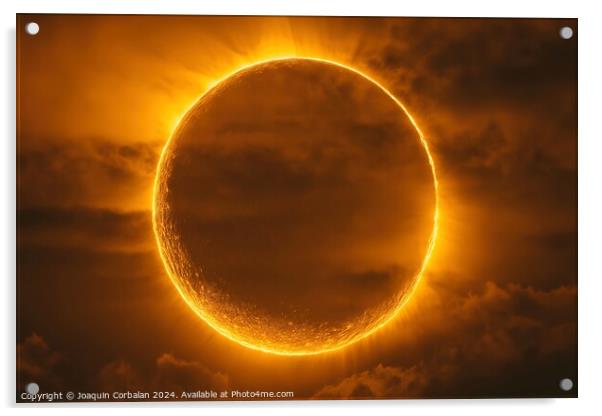 A photograph capturing a solar eclipse in the sky  Acrylic by Joaquin Corbalan