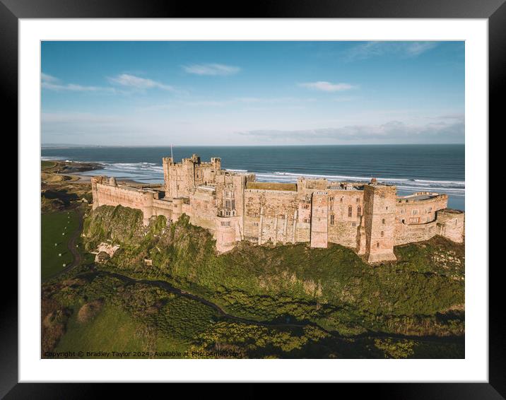 Aerial View of Bamburgh Castle, Northumberland Framed Mounted Print by Bradley Taylor