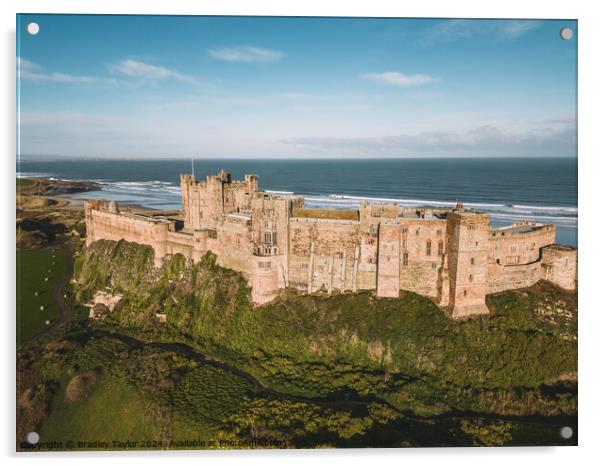 Aerial View of Bamburgh Castle, Northumberland Acrylic by Bradley Taylor