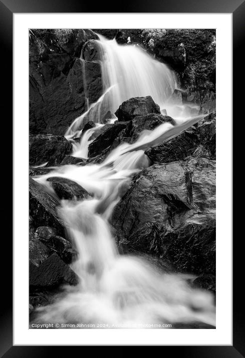 waterfall Framed Mounted Print by Simon Johnson