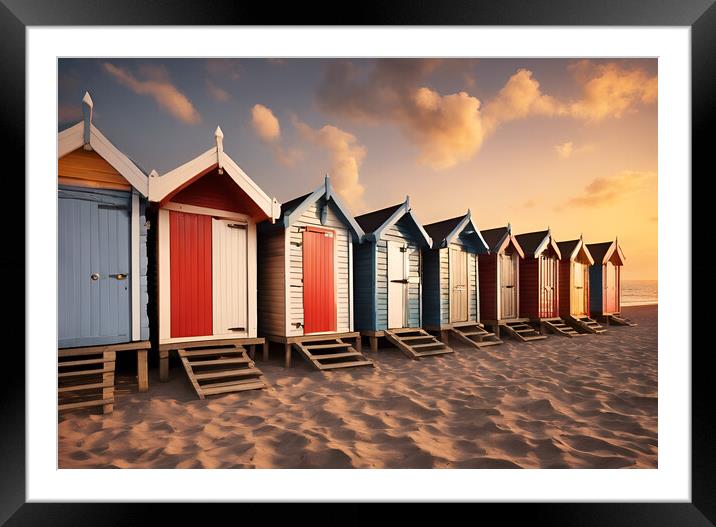 Beach Huts Framed Mounted Print by Picture Wizard