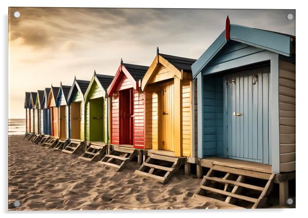 Beach Huts Acrylic by Picture Wizard