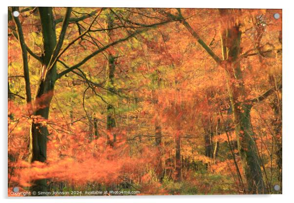  Autumn woodland breeze Acrylic by Simon Johnson