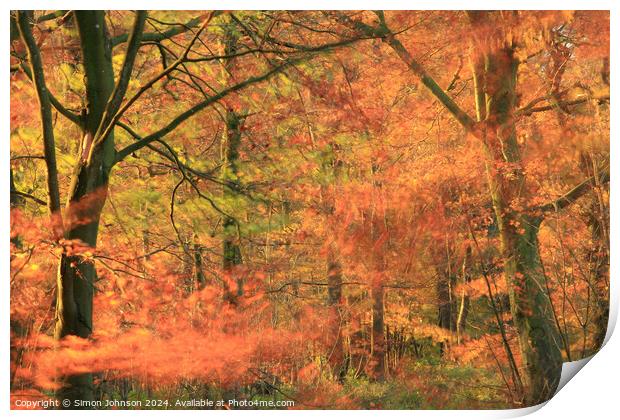  Autumn woodland breeze Print by Simon Johnson