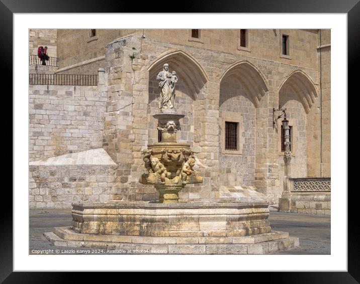 Fountain - Burgos Framed Mounted Print by Laszlo Konya