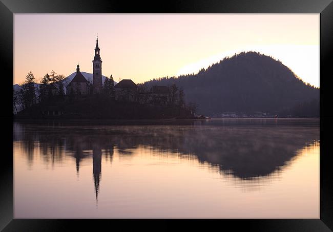 Sunrise over Lake Bled Framed Print by Ian Middleton
