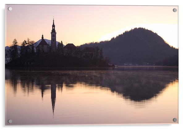 Sunrise over Lake Bled Acrylic by Ian Middleton