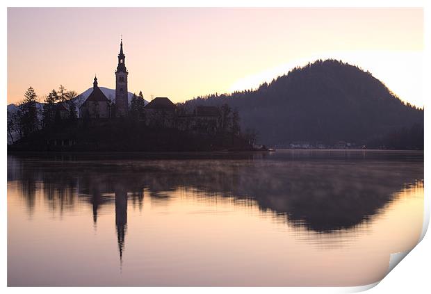 Sunrise over Lake Bled Print by Ian Middleton