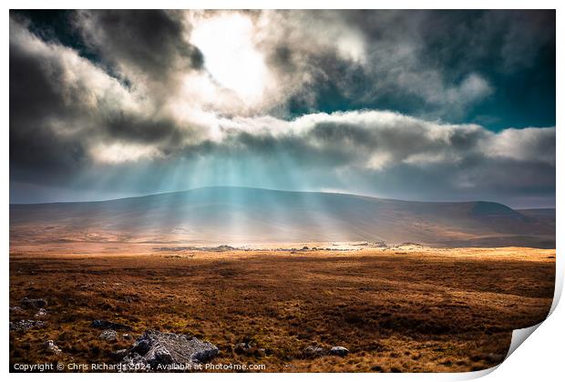 Dramatic Winter Light Over the Brecon Beacons Print by Chris Richards