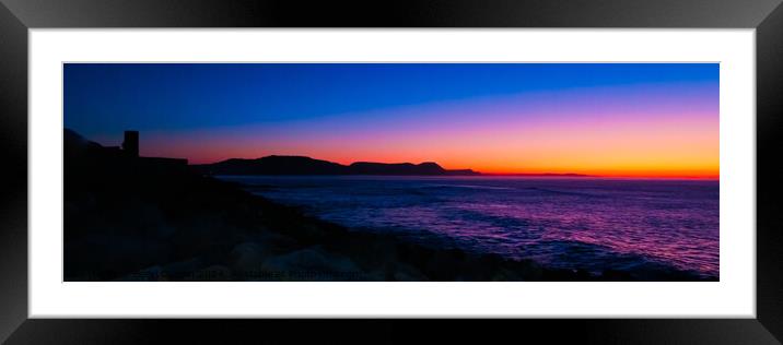 Lyme Regis Sunrise over The Jurassic Coast Pano  Framed Mounted Print by Beryl Curran