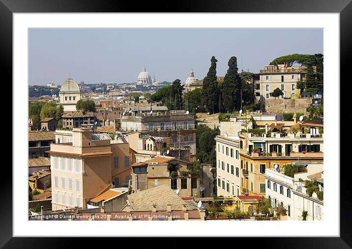 Rome Skyline Framed Mounted Print by Darren Burroughs