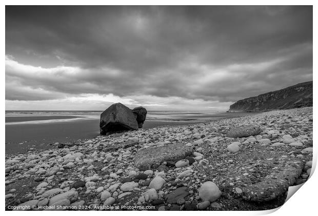 WW2 relic on the beach at Speeton sands Print by Michael Shannon
