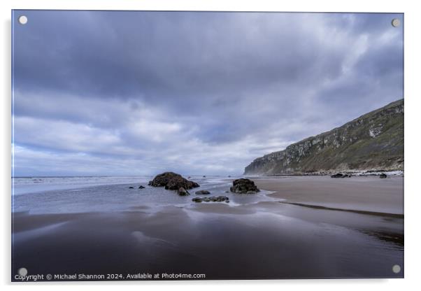 King Rocks Speeton Beach at low tide Acrylic by Michael Shannon