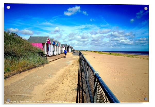 Sandiland beach huts, Sutton on Sea, Lincolnshire. Acrylic by john hill