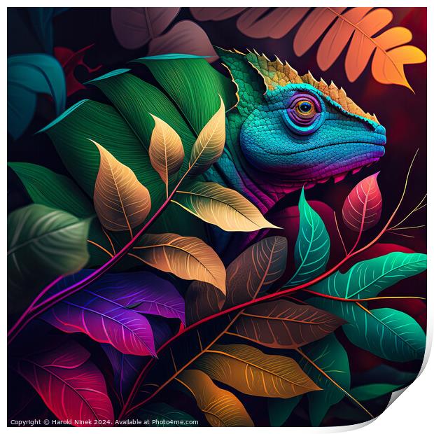 Chameleon Print by Harold Ninek