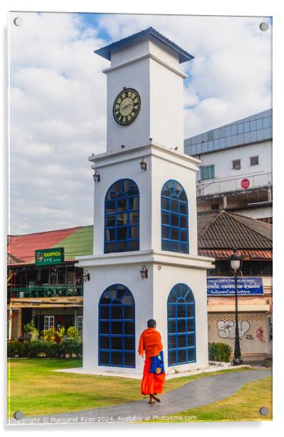 Nam Phou Clocktower  Acrylic by Margaret Ryan