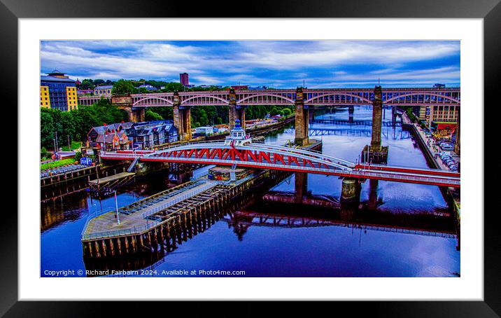Bridges Over The Tyne Framed Mounted Print by Richard Fairbairn