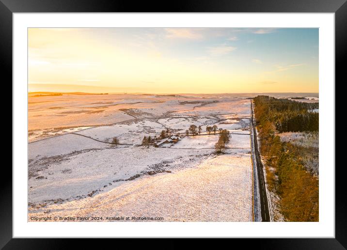 Sunset and Snow, Northumberland National Park Framed Mounted Print by Bradley Taylor