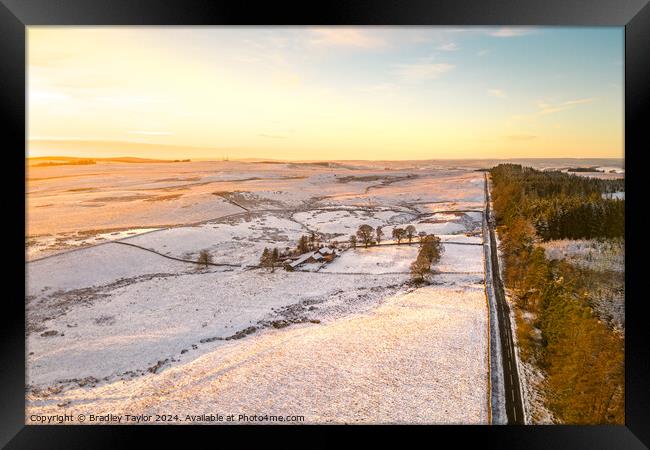 Sunset and Snow, Northumberland National Park Framed Print by Bradley Taylor