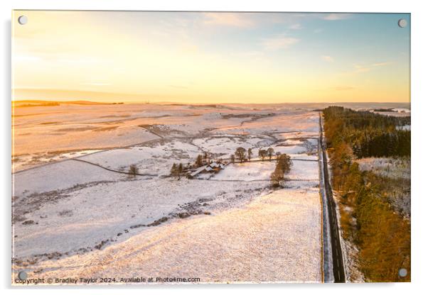 Sunset and Snow, Northumberland National Park Acrylic by Bradley Taylor