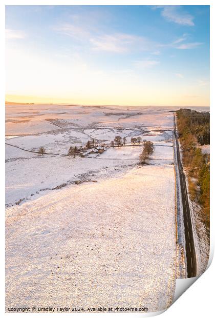 Long Snowy Road, Northumberland Print by Bradley Taylor
